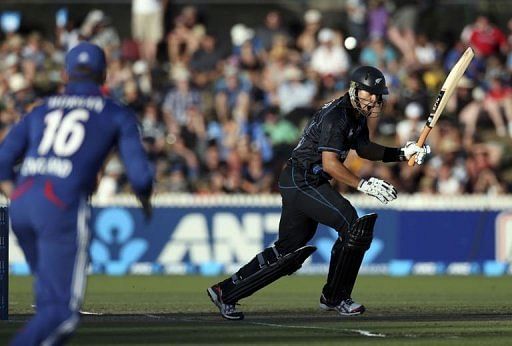 New Zealand's Ross Taylor bats in Hamilton on Febuary 17, 2013